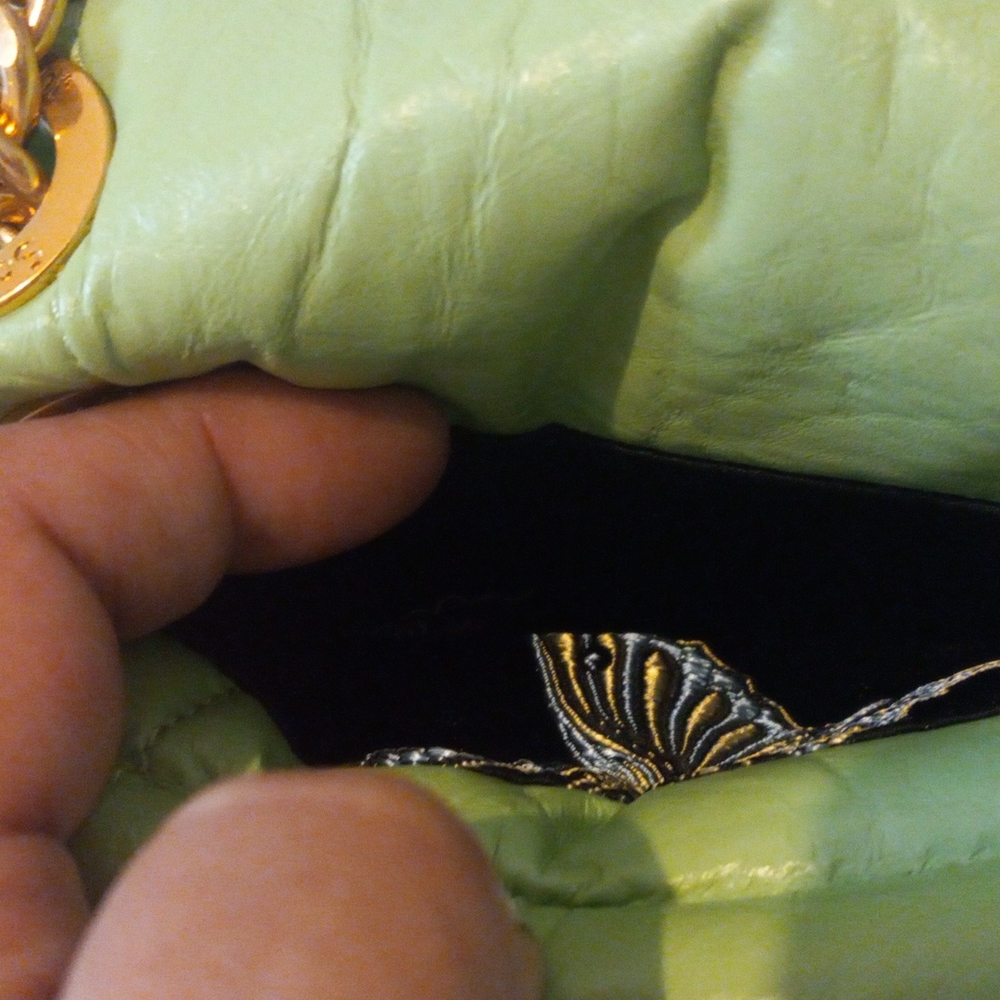 Songmont Lime Green Quilted Mini Bag with Gold Chain - Picture 8 of 10